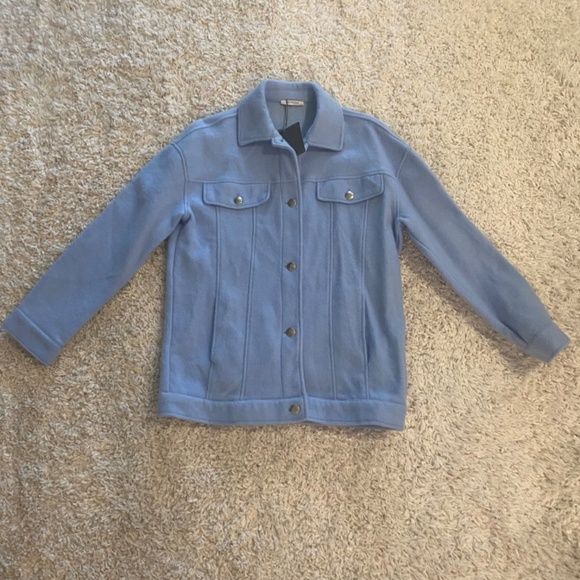 Zara Trafaluc Button Down Collared Long Sleeve Jacket. Blue. Medium - Picture 9 of 12